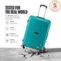 Teal spinner trolley with telescopic handle and 4 wheels