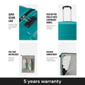 Teal polypropylene trolley with secure lock and push-button trolley handle