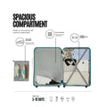 Teal suitcase interior with open compartments and packing divider