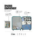 Teal medium trolley open to show packing compartment with mesh divider and shoe bag