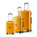 Yellow polypropylene trolley set of 3 with telescopic handles and spinner wheels