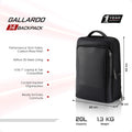 Black 14-inch nylon backpack with front zip pocket and padded front panel.