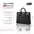 Black carbon-fiber finish messenger briefcase bag with dual compartments and handles