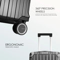 Blue suitcase wheel with ergonomic telescopic handle and precision 360 rotation