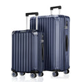 Navy polycarbonate luggage set with telescopic handles and wheels, set of two