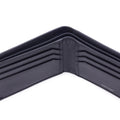 Bi-fold wallet interior view with multiple card slots and dark leather lining.