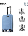 Light blue small cabin suitcase with telescopic handle and 8 spinner wheels