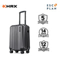 Small cabin suitcase with 8 wheels, charcoal grey, upright front view