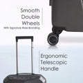 Hard-shell trolley luggage front corner with telescopic handle and double wheels