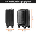 Grey cabin trolley dimensions shown: 25 cm, 36 cm, and 57 cm height