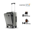 Grey quilted polycarbonate cabin trolley with telescopic handle and 8 spinner wheels