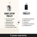 Off-white polycarbonate laptop trolley and dark grey trolley shown side by side with 8 wheels