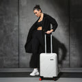 HRX small cabin suitcase, black shell with telescopic handle and 8 spinner wheels