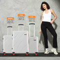 White large check-in suitcase set with telescopic handle and 8 wheels