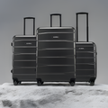 Hard-sided luggage set of 3 with telescopic handles and spinner wheels, black