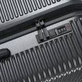 Hard-shell luggage with 8 wheels, side panel with zipper, handle grips and code lock