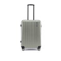 Medium suitcase in dark silver with ribbed hard shell, top handle and 4 bottom wheels