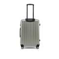 Medium check-in suitcase with dark silver hard shell, ribbed sides, top handle, 4 wheels