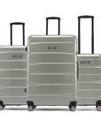 HRX by Hrithik Roshan Hard Body Set of 3 Luggage 8 Wheels - Brute Set of 3 (Small 58cm | Medium 66cm | Large 75cm) - Silver