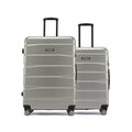 Hard-shell 8-wheel luggage set, silver, two suitcases with telescopic handles