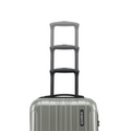 Small cabin suitcase with telescopic handle, silver hard shell and ridged panels, 8-wheel design
