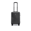 Charcoal gray small cabin suitcase standing upright with retractable handle