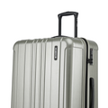 Metallic green hard-shell suitcase top with telescopic handle and side lock panel