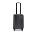 Dark grey small cabin suitcase standing upright with telescopic handle, side profile