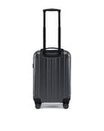 Small cabin suitcase with 8 wheels, charcoal grey, back view with upright handle