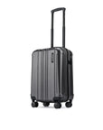 Small cabin suitcase with 8 wheels, charcoal grey, front angled view with handle