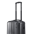 Small hard-shell cabin suitcase in charcoal grey with telescopic handle on wheels