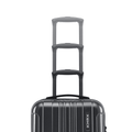 Small hard-shell cabin suitcase with telescopic handles and rolling wheels, side view