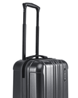 Small hard-shell cabin suitcase in charcoal grey with telescopic handle and ridged shell