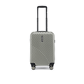 Silver cabin suitcase back view with ribbed texture and black telescopic handle