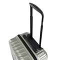 Dark green small cabin suitcase with extended telescopic handle and side latch