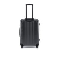 Charcoal grey check-in suitcase, front view with ribbed shell and telescopic handle.