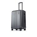 Charcoal grey check-in suitcase side view with top handle and recessed carry grips