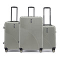 Hard-sided luggage set of two, silver-gray suitcases with telescoping handles and spinner wheels