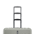 Hard-shell silver luggage with three stacked upright handles