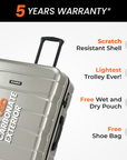 HRX by Hrithik Roshan Hard Body Set of 3 Luggage 8 Wheels - Brute Set of 3 (Small 58cm | Medium 66cm | Large 75cm) - Silver