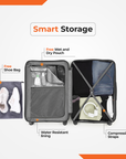 HRX by Hrithik Roshan Hard Body Set of 3 Luggage 8 Wheels - Brute Set of 3 (Small 58cm | Medium 66cm | Large 75cm) - Silver