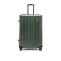 Hard-shell luggage with upright handle, ribbed shell and wheels, dark green