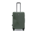 HRX medium check-in suitcase in dark green with upright handle and ribbed shell