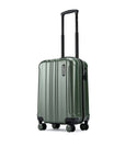 Small cabin suitcase with 8 wheels, dark green, upright front view