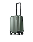 Dark green small cabin suitcase with side zipper, telescopic handle, and 8 spinner wheels