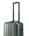 Small cabin suitcase in dark green with upright extendable handle