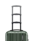 Small cabin suitcase in dark green with stacked carry handles