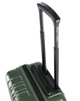 Small cabin suitcase, dark green, with upright handle and textured shell, eight wheels