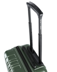 Small cabin suitcase in dark green with telescopic handle and side wheels, 8-wheel design
