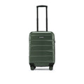 Green small cabin suitcase with telescopic handle, back view and smooth shell.